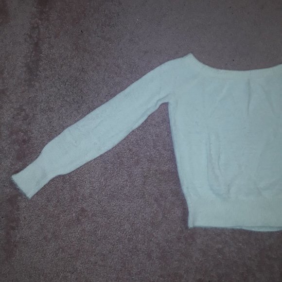 Ardene White Fuzzy Off The Shoulder Top | XS - Picture 5 of 7
